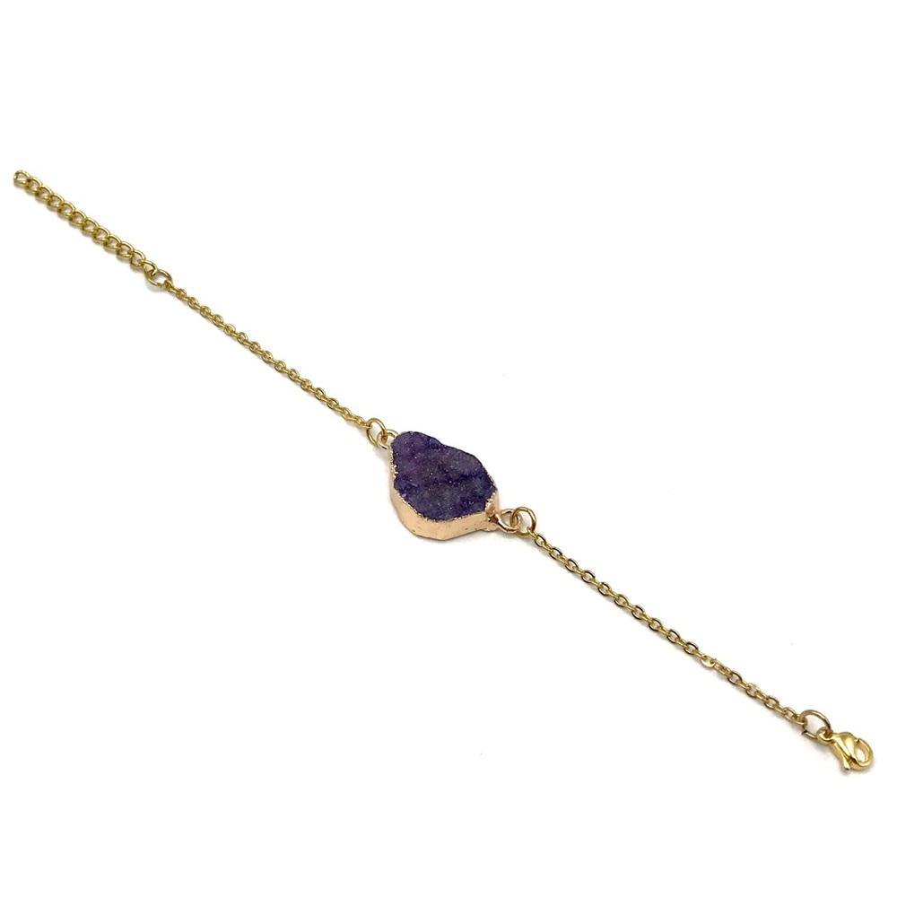 Druzy Agate Bracelet • Gold Plated Stainless Steel - Picture 6 of 8